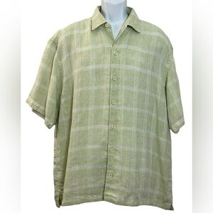 TOMMY BAHAMA 100% Linen Short Sleeve Button Front Shirt Men’s Size Large